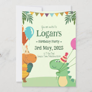Personalised Dinosaur for Kids Birthday Party Invitation