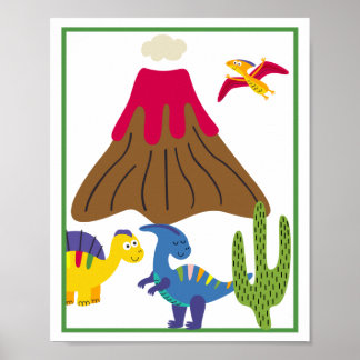 Personalised Dinosaur Kids' Art Print Set
