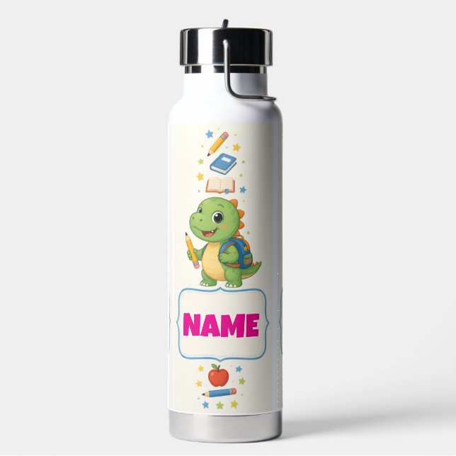 Personalised Dinosaur Kids Back to School Bottle (Left)