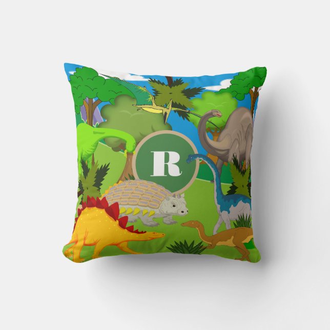 Personalised Dinosaur Land Cushion (Front)