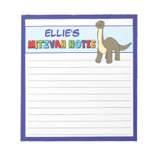 Personalised Dinosaur Mitzvah Blue Notepad