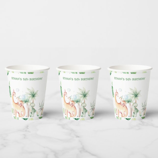 Personalised Dinosaur Paper Cup (Multi)