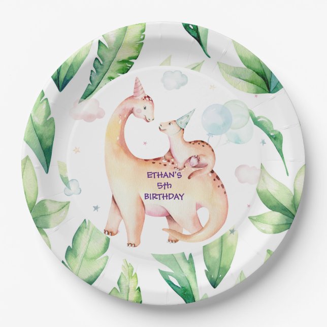 Personalised   Dinosaur  Paper Plate (Front)