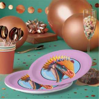 Personalised Dinosaur Party 9" Round Paper Plates