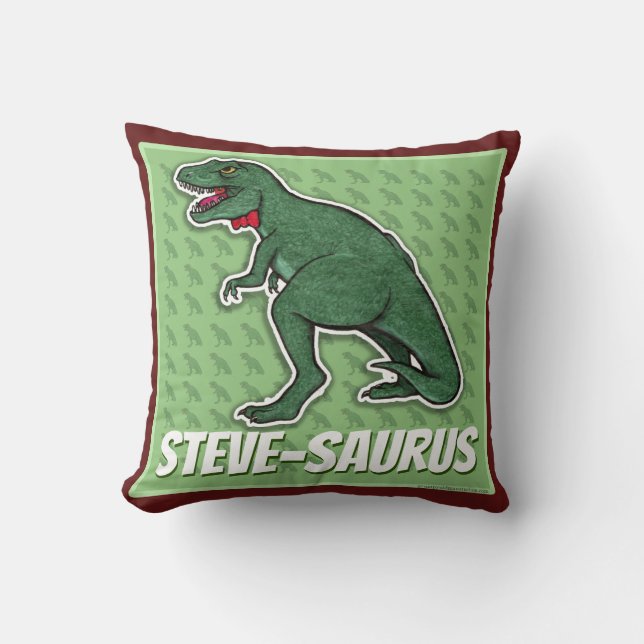 personalised dinosaur pillow - green t-rex (Front)