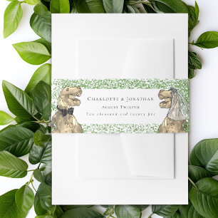 Personalised Dinosaur Theme Wedding Invitation Belly Band