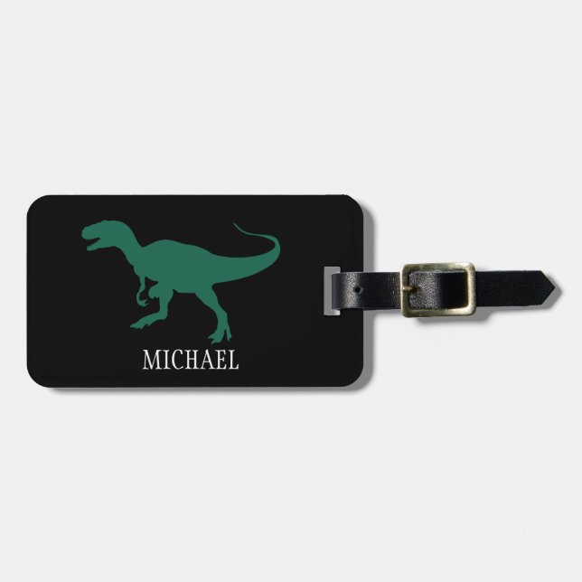 Personalised dinosaur travel  luggage tag (Front Horizontal)
