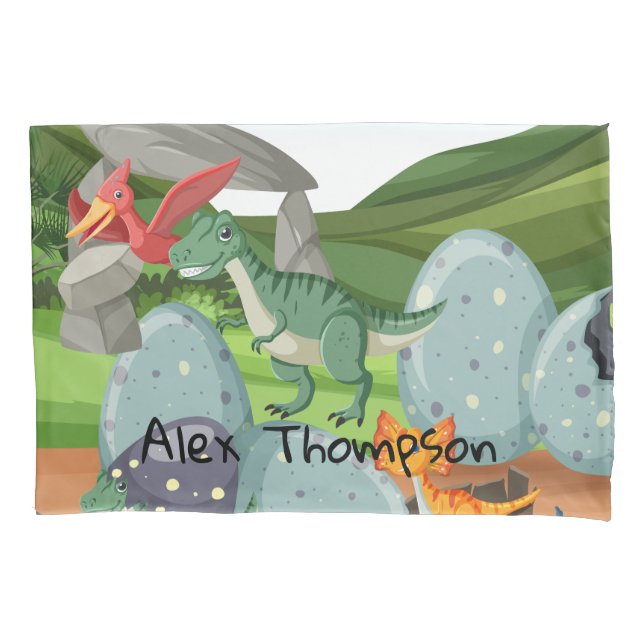 Personalised Dinosaur Wild animal graphic Pillowcase (Front)