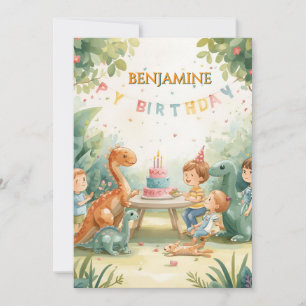 personalised dinosaure birthday card for kids