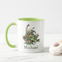 Personalised Dinosaurs in the Jungle Kids' Mug