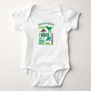Personalised Dinosaurs Rock Quote Baby Shower Gift Bodysuit