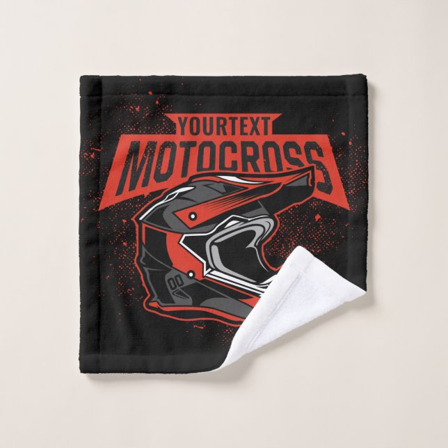 Personalised Dirt Bike Motocross Racing Helmet     Bath Towel Set (Wash Cloth)