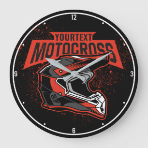 Personalised Dirt Bike Motocross Racing Helmet  Large Clock