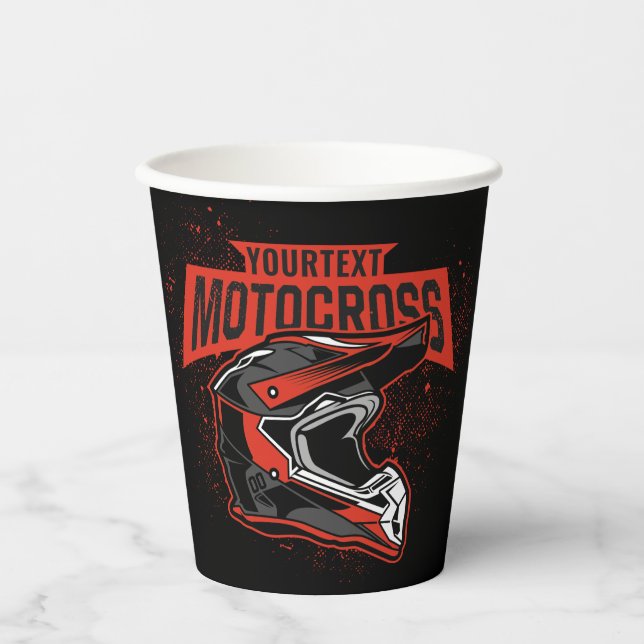 Personalised Dirt Bike Motocross Racing Helmet Paper Cups (Front)