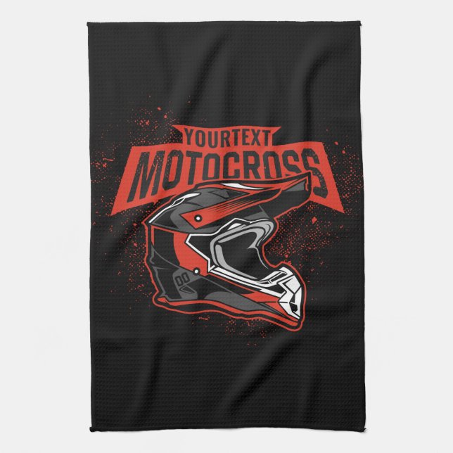Personalised Dirt Bike Motocross Racing Helmet     Tea Towel (Vertical)