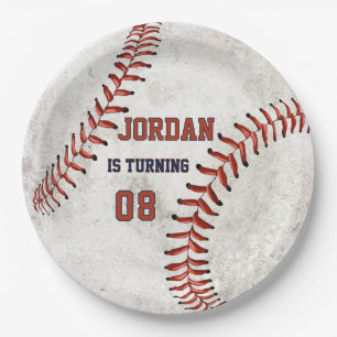 Personalised Dirty Baseball Looking Grunge Party Paper Plate