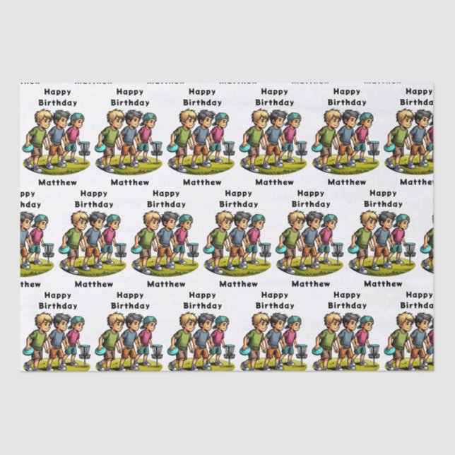 Personalised Disc Golf Boy's Birthday   Tissue Paper (Front)