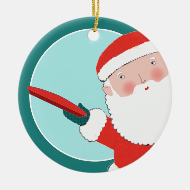 personalised disc golf collectable ceramic ornamen tree decoration (Front)