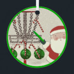 Personalised Disc Golf Gift Metal Ornament<br><div class="desc">Disc golf Christmas keepsake ornament featuring Santa Claus cartoon. Edit text to add golfer's name.</div>