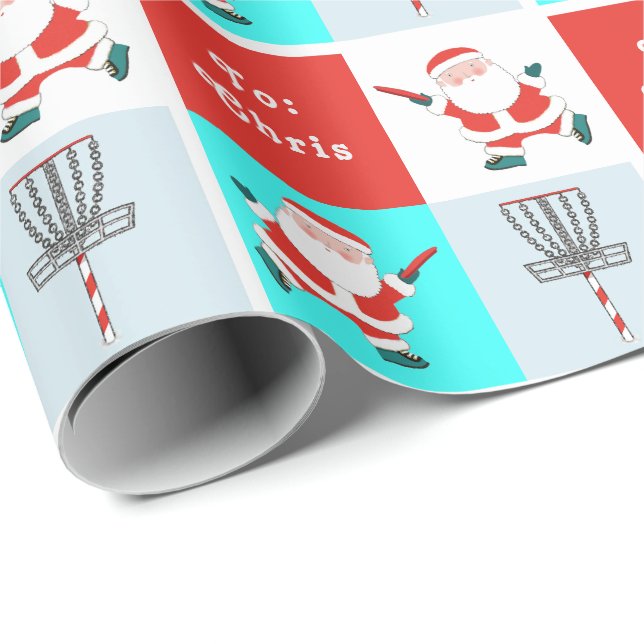 Personalised Disc Golf Holiday Gift Wrapping Paper (Roll Corner)