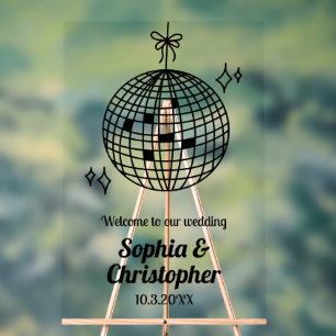 Personalised Disco Ball Wedding Welcome Acrylic Sign