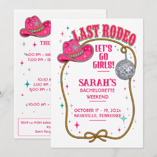 Personalised Disco Cowgirl Last Rodeo Bachelorette Invitation