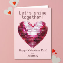 Personalised Disco Heart Valentine's Day Card