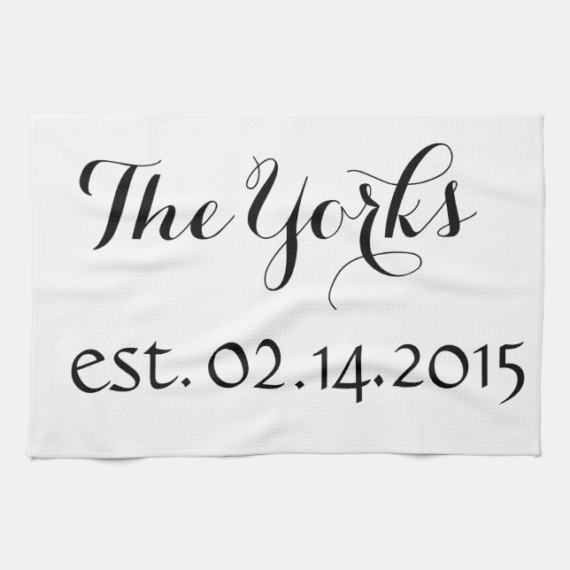 Personalised Dish Towel - Name and Est. Date (Horizontal)
