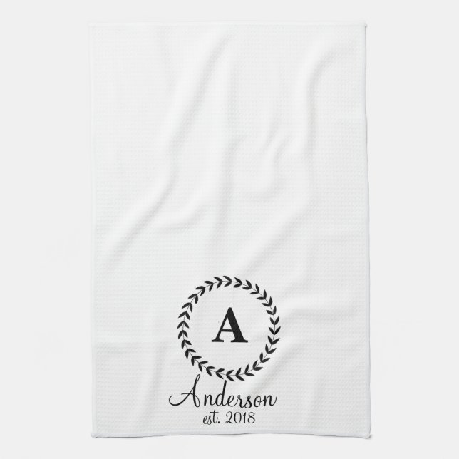 Personalised Dish Towel with Monogram and Name (Vertical)