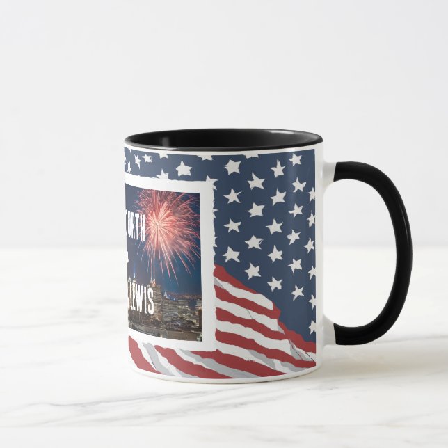 Personalised Distressed American Flag Mug (Right)