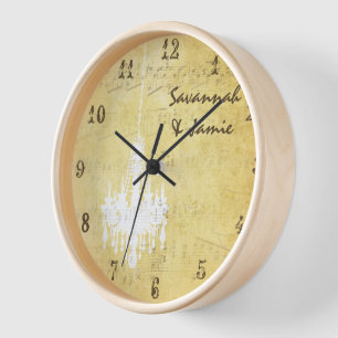 Personalised Distressed Musical Note Chandelier Wall Clock