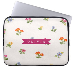 Personalised Ditsy Floral Cottagecore Wildflower Laptop Sleeve