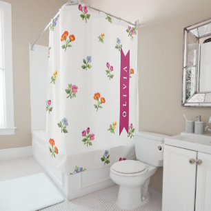 Personalised Ditsy Floral Cottagecore Wildflower Shower Curtain