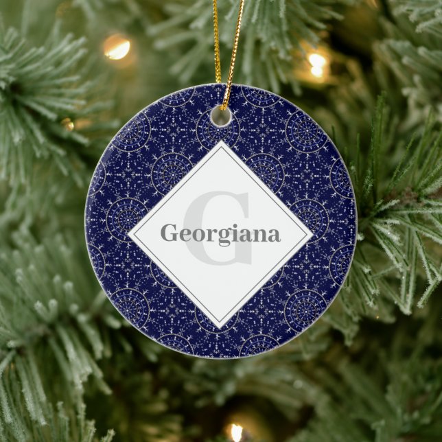 Personalised Ditsy Winter Snow Angels Snowmen Tile Ceramic Tree Decoration (Tree)