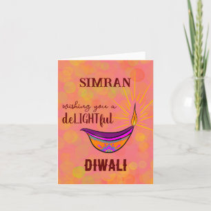 Personalised Diya Diwali Card