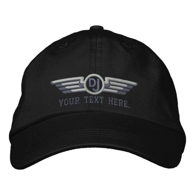 Personalised DJ Deco Style Wings Embroidered Hat (Front)