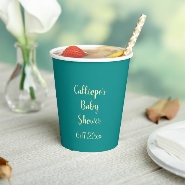 Personalised Dk Green Let's Get Beachy Paper Cups (Insitu)