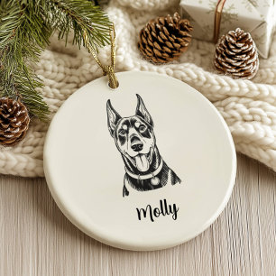 Personalised Doberman Dog Christmas Ceramic Tree Decoration