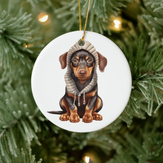 Personalised Doberman Pinscher Dog Art Ceramic Tree Decoration (Tree)