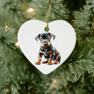 Personalised Doberman Pinscher Puppy Ceramic Tree Decoration