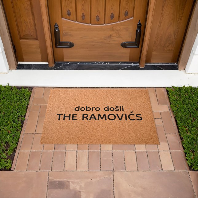 Personalised Dobro Došli The Ramovićs Welcome Home Doormat (Outdoor)