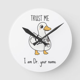 Personalised Doctor Duck Round Clock