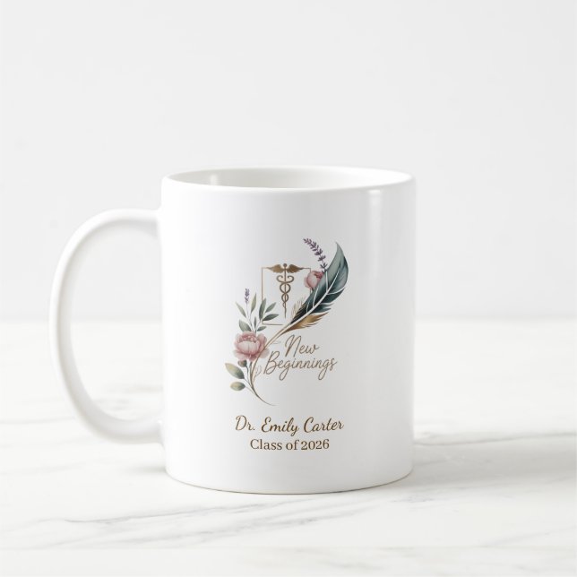 Personalised Doctor Graduation New Beginnings Coffee Mug (Left)