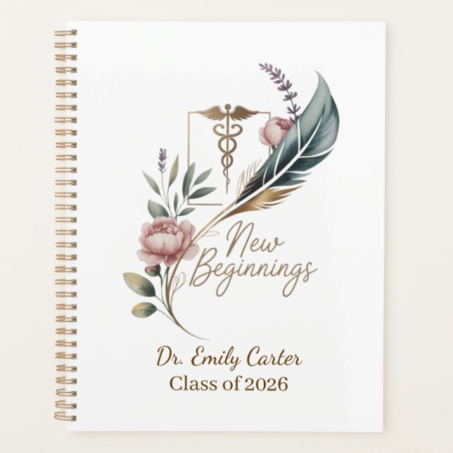 Personalised Doctor Graduation New Beginnings Planner (Front)