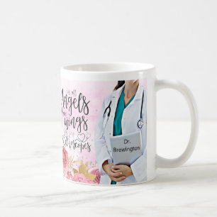 Personalised  Doctor Nurse Floral Angel Quote Coffee Mug