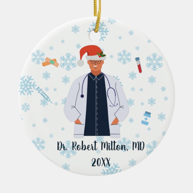 Personalised Doctor, Nurse, Healthcare Christmas  Ceramic Tree Decoration (Front)