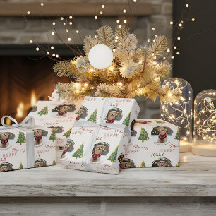 Personalised Dog and Family Photo Christmas Tree Wrapping Paper