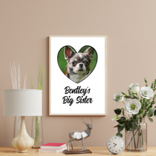 Personalised dog big sister photo & text poster