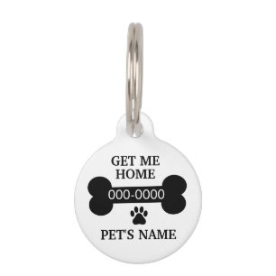 Personalised Dog Bone Paw Print ID Tag