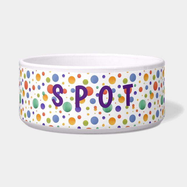 Personalised Dog Bowl in Cute Trending Colours (Front)